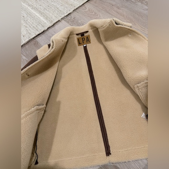 NEW Revolve LPA Bona Sherpa Leather Jacket & Vest in Burnished Brown XXS - Picture 4 of 10